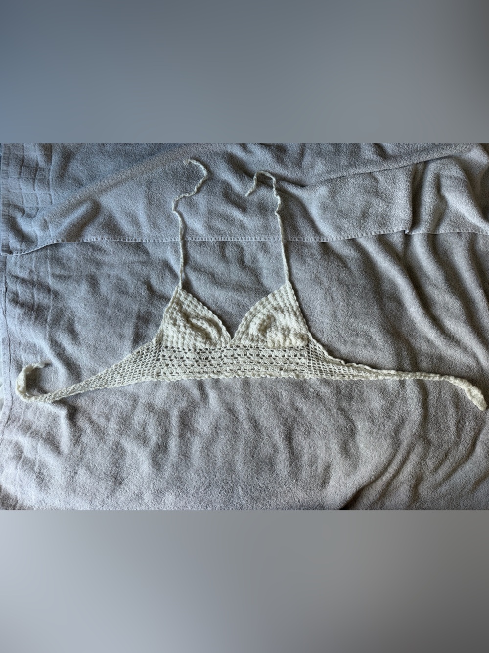 Crochet Triangle Bralette in off white